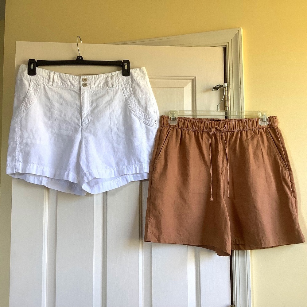 Linen Shorts Bundle I.N.C  & Tahari White Tan SZ 12/ Large